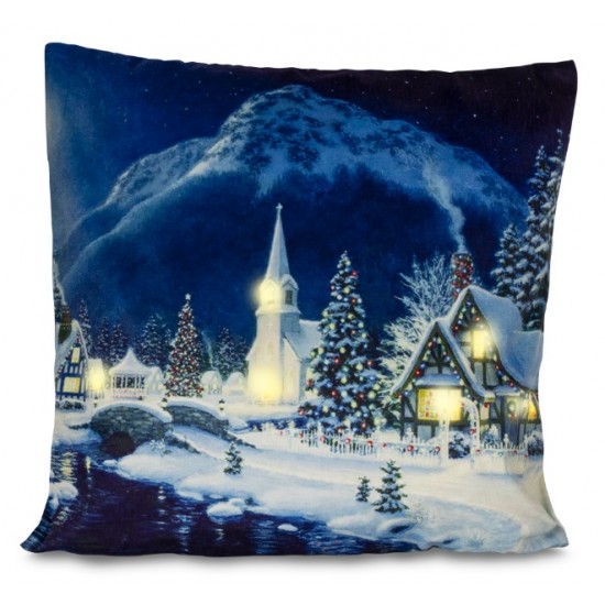 Fata de perna decorativa LED peisaj de iarna Fata de perna decorativa LED peisaj de iarna