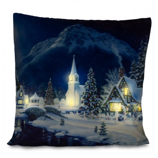 Fata de perna decorativa LED peisaj de iarna Fata de perna decorativa LED peisaj de iarna