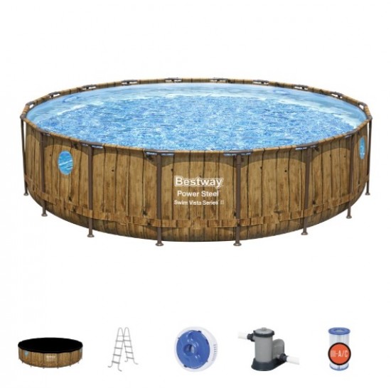 Piscina Power Steel Wood Swim Vista 549 x 122 cm cu accesorii Piscina Power Steel Wood Swim Vista 549 x 122 cm cu accesorii