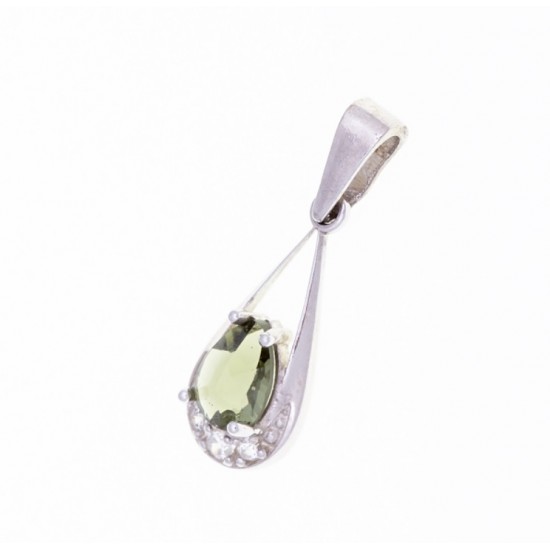 Set pandantiv si cercei din argint cu moldavite si zirconiu Set pandantiv si cercei din argint cu moldavite si zirconiu