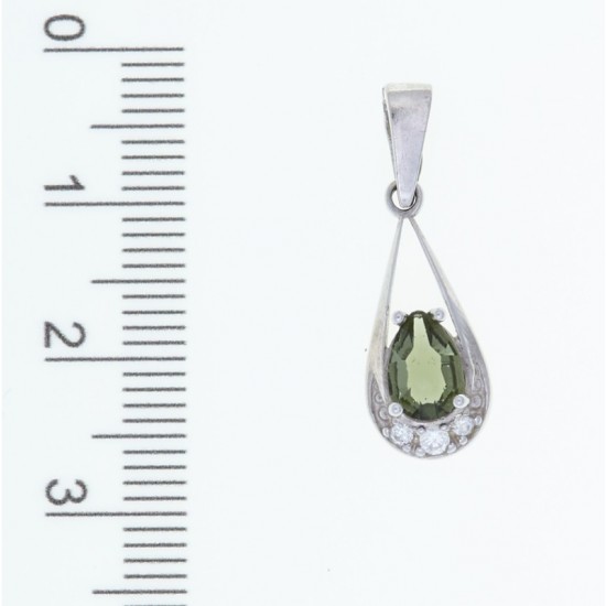 Set pandantiv si cercei din argint cu moldavite si zirconiu Set pandantiv si cercei din argint cu moldavite si zirconiu
