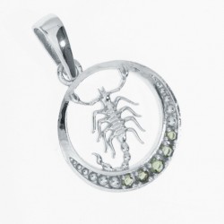 Pandantiv Scorpion din argint cu pietre semipretioase moldavite  
