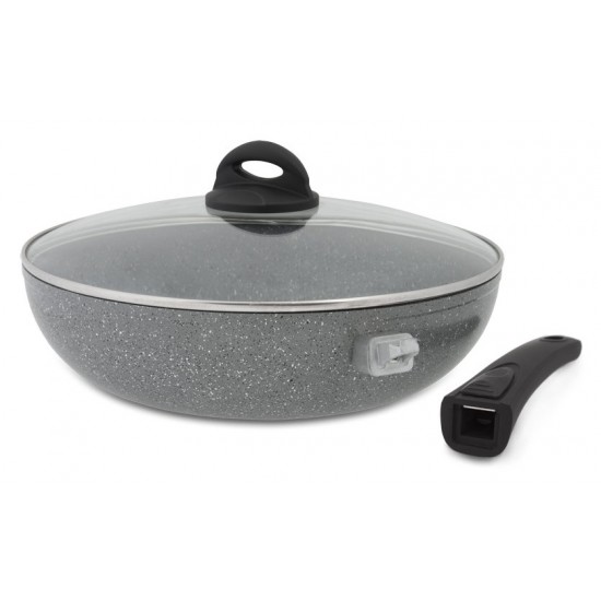 Tigaie GRANIT Wok 30 cm cu maner detasabil Tigaie GRANIT Wok 30 cm cu maner detasabil
